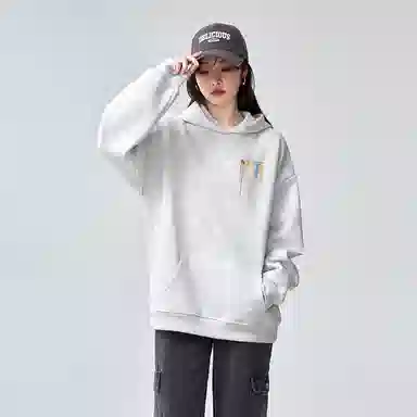 棉购 美式复古加绒加厚连帽彩色时尚百搭长袖舒适宽松外套大码上衣卫衣 女款