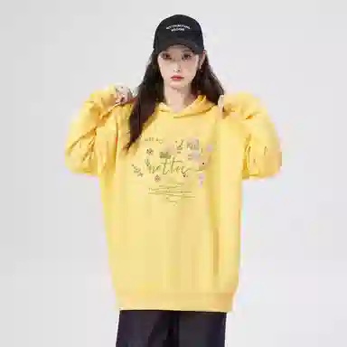 棉购 连帽加绒加厚美式慵懒风宽松外套复古百搭休闲学院风卫衣 女款