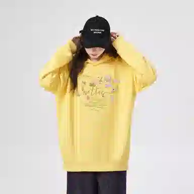棉购 连帽加绒加厚美式慵懒风宽松外套复古百搭休闲学院风卫衣 女款