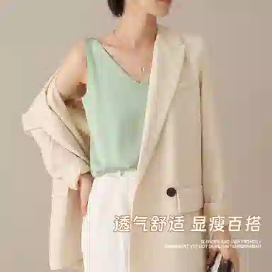 棉购 纯色简约可外穿背心 女款 白色