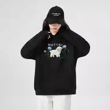 棉购 潮流美式连帽设计感印花宽松卫衣 女款