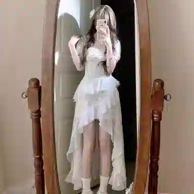 棉购 法式温柔高级感气质设计感公主裙度假风拍照出片短袖连衣裙 女款