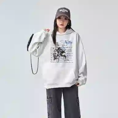 棉购 连帽加绒加厚高街宽松美式街头风潮流印花卫衣 女款