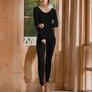 棉购 保暖隐形长袖长裤打底睡衣套装 女款
