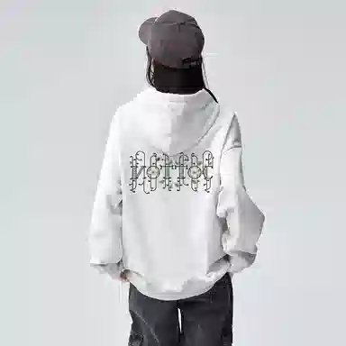 棉购 线条花卉刺绣上衣基础款潮流时尚休闲百搭连帽卫衣 女款