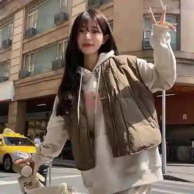 棉购 印花连帽宽松套头加绒加厚慵懒风外套卫衣 女款
