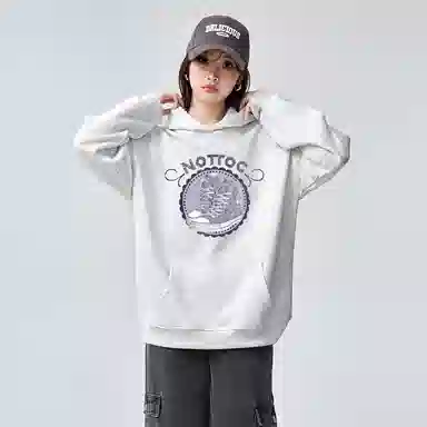 棉购 加绒加厚连帽重磅宽松外套街头潮流舒适个性卫衣 女款