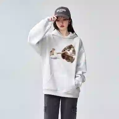棉购 加绒加厚百搭潮流印花美式学生卫衣 女款