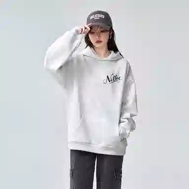 棉购 时尚玫瑰花纹设计连帽加绒加厚百搭休闲潮流卫衣 女款