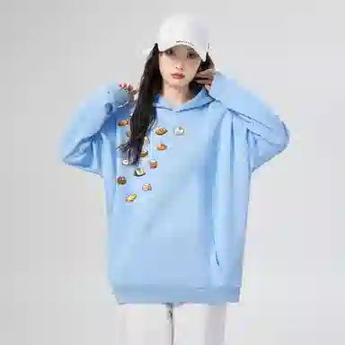 棉购 美式连帽加绒加厚慵懒风宽松卡通休闲舒适百搭外套卫衣 女款