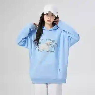 棉购 潮流美式连帽设计感印花宽松卫衣 女款