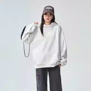 棉购 潮牌美式仿刺绣连帽加绒加厚长袖上衣学院风小众时尚舒适外套卫衣男 女款