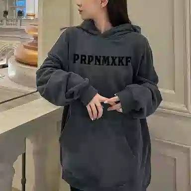 棉购 美式潮牌小众高级感字母印花慵懒风卫衣 通用