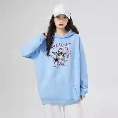 棉购 连帽趣味涂鸦加绒加厚潮学生美式外套卫衣 女款