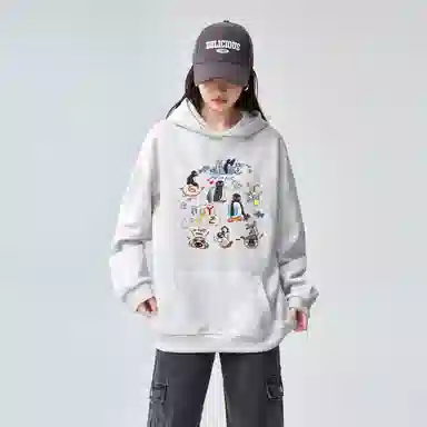 棉购 春秋刺绣薄款连帽秋冬加厚学生纯棉美式重磅慵懒风宽松外套卫衣 男女同款