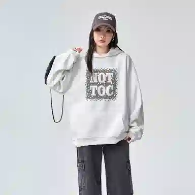 棉购 连帽外套字母个性设计印花秋冬加绒加厚学生美式帽衫上衣卫衣 男女同款