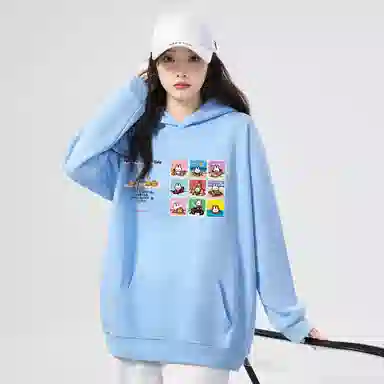 棉购 美式连帽设计感印花宽松舒适时尚百搭卫衣 女款