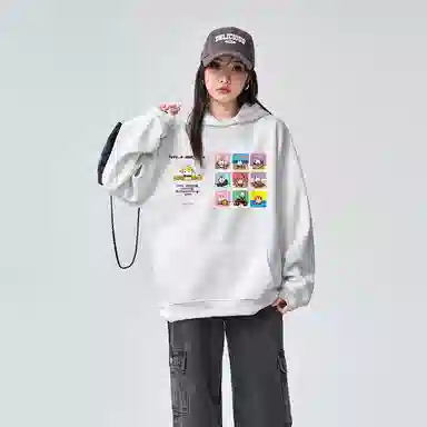 棉购 美式连帽设计感印花宽松舒适时尚百搭卫衣 女款