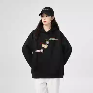 棉购 连帽薄款卡通个性时尚舒适潮牌学生美式卫衣 女款