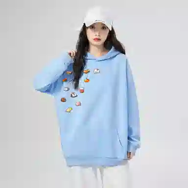 棉购 美式连帽加绒加厚慵懒风宽松卡通休闲舒适百搭外套卫衣 女款