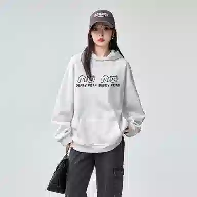 棉购 美式复古连帽宽松卡通个性舒适百搭外套上衣时尚卫衣 女款