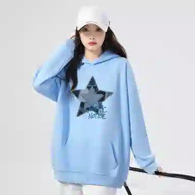 棉购 连帽印花美式休闲时尚重磅宽松长袖卫衣 女款