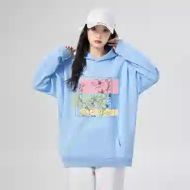 棉购 连帽加绒加厚长袖上衣外套个性潮流休闲舒适卫衣 女款