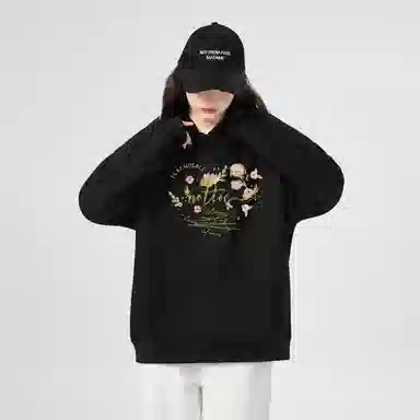 棉购 连帽加绒加厚美式慵懒风宽松外套复古百搭休闲学院风卫衣 女款