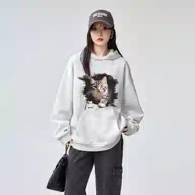 棉购 美式宽松复古连帽舒适百搭长袖卫衣 男女同款