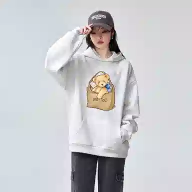 棉购 加绒慵懒风加厚长袖上衣外套卡通可爱宽松休闲卫衣 女款