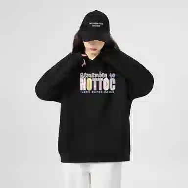 棉购 加绒加厚宽松高街时尚字母印花连帽设计卫衣 女款