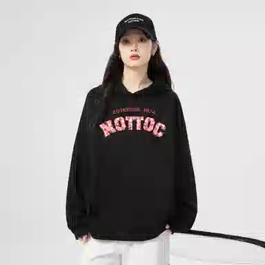 棉购 连帽潮流加绒加厚宽松韩版学生口袋带帽套头休闲外套卫衣 女款