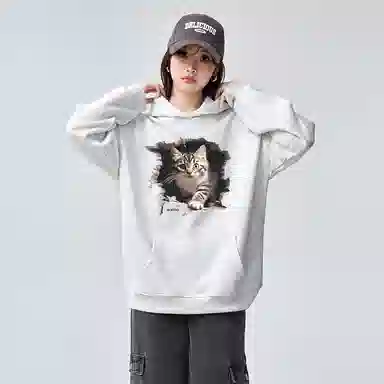 棉购 美式宽松复古连帽舒适百搭长袖卫衣 男女同款