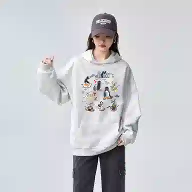 棉购 春秋刺绣薄款连帽秋冬加厚学生纯棉美式重磅慵懒风宽松外套卫衣 男女同款