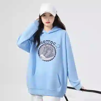 棉购 加绒加厚连帽重磅宽松外套街头潮流舒适个性卫衣 女款