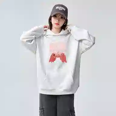 棉购 连帽秋冬季加绒加厚舒适百搭潮流印花美式学生上衣服卫衣 男女同款