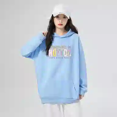 棉购 加绒加厚宽松高街时尚字母印花连帽设计卫衣 女款