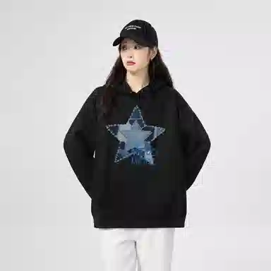 棉购 连帽印花美式休闲时尚重磅宽松长袖卫衣 女款