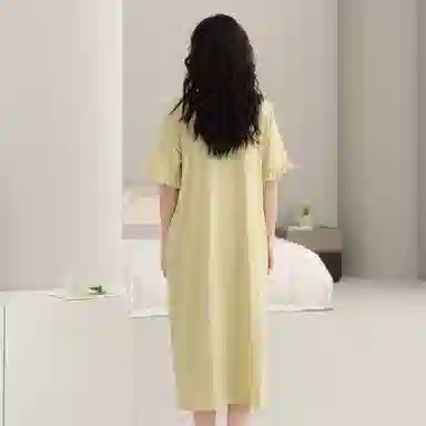棉购 蕾丝花边舒适透气可外穿短袖睡裙 女款