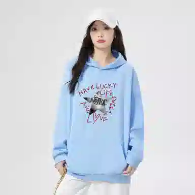 棉购 连帽趣味涂鸦加绒加厚潮学生美式外套卫衣 女款