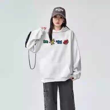 棉购 重磅潮流连帽卡通宽松加绒加厚中国风上衣卫衣 女款