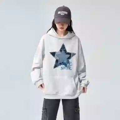 棉购 连帽印花美式休闲时尚重磅宽松长袖卫衣 女款
