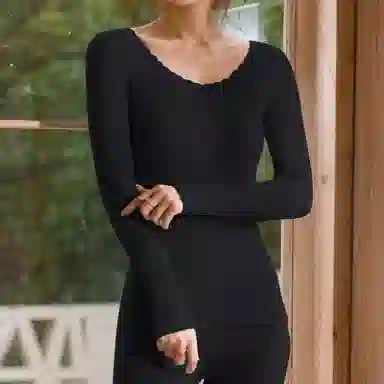 棉购 保暖隐形长袖长裤打底睡衣套装 女款
