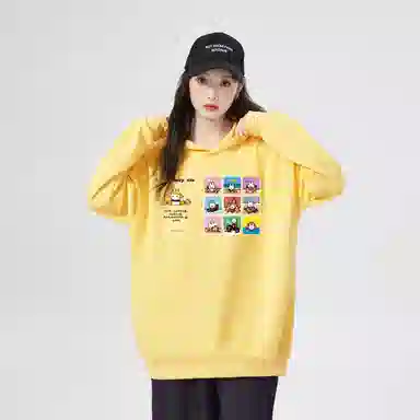 棉购 美式连帽设计感印花宽松舒适时尚百搭卫衣 女款