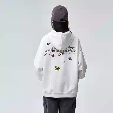 棉购 连帽刺绣秋冬重磅潮流加绒加厚宽松慵懒风上衣潮 卫衣 男女同款