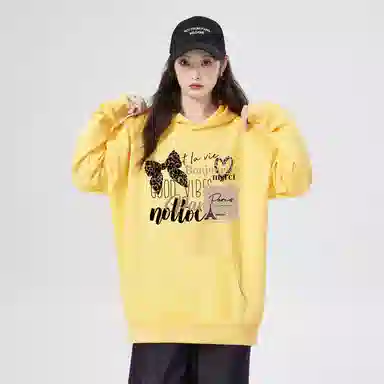 棉购 美式连帽加绒加厚外套学生舒适休闲百搭个性印花卫衣 女款