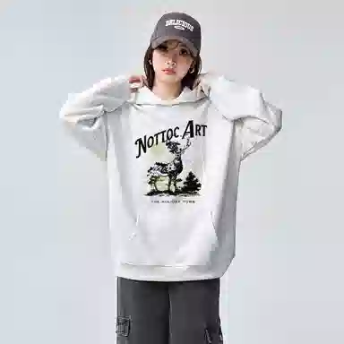 棉购 美式复古连帽宽松连帽春秋上衣街头学院风原创百搭基础款潮流时尚加绒保暖卫衣男 女款