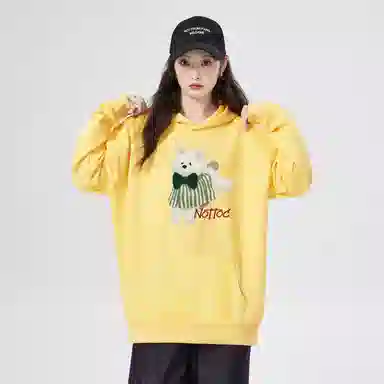 棉购 连帽加绒加厚潮牌学生美式卫衣 女款