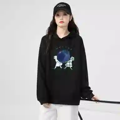 棉购 休闲优雅气质清新连帽长袖卫衣 女款