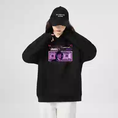 棉购 秋冬加绒加厚学生美式帽衫情侣装重磅宽松上衣宽松街头时尚潮流卫衣 男女同款